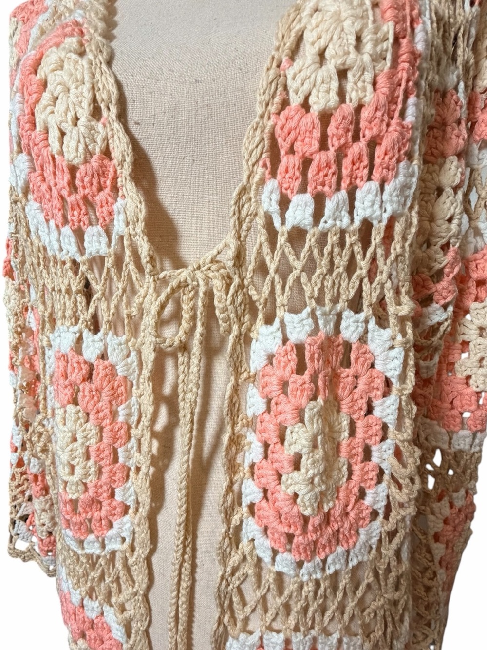 POL Granny Square Crochet Open-Front Duster Cardigan NWT Size Small - Picture 6 of 14